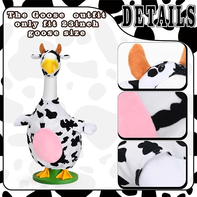 Honic Cow Goose Outfit Porch Cow Goose Clothes Fits 23" Cement Plastic Goose Statue for Outdoor Spring Garden Lawn Yard Patio Decor (Classic)