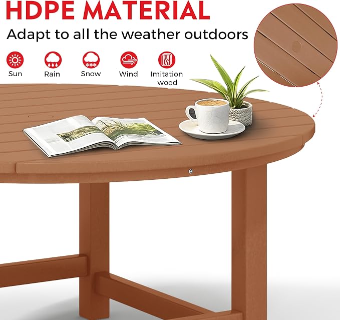 Costaelm Kids Dinner Table, Toddler Play Desk Student Desk Outdoor Childrens Picnic Tables for Children Arts & Crafts, Snack Time, Multi-Activity Table for Ages 2-8 in Home/Outside, Teak
