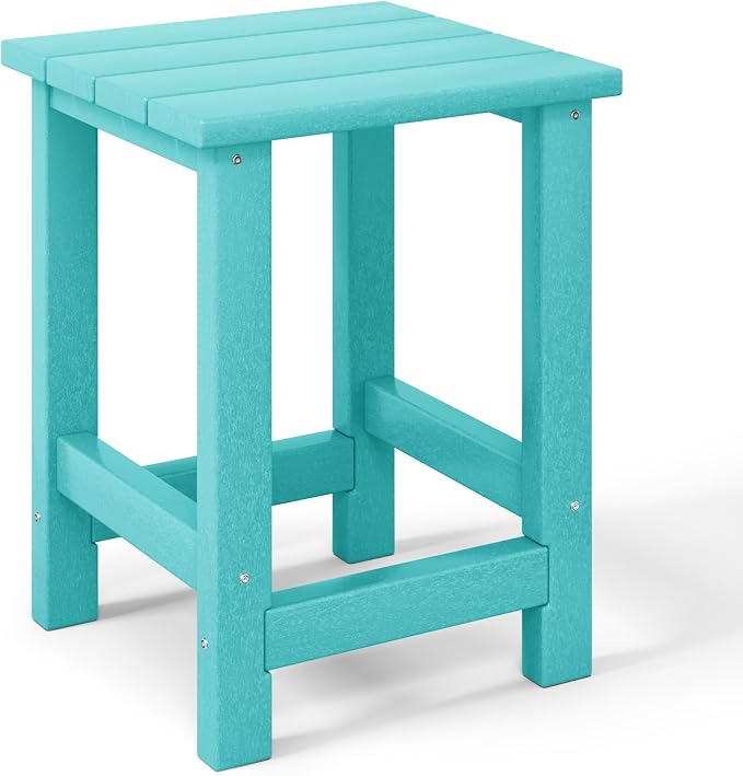 Costaelm Kids Outdoor End Table, Small Patio Table, Outdoor Side Table Porch Table Adirondack Patio Side Table for Outside, Pool, Porch, Garden, Turquoise