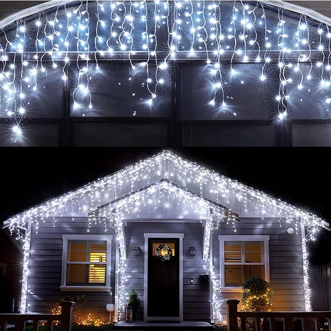 Led Christmas Lights Outdoor Christmas Decorations Hanging Light 400LED 8 Modes 75 Drops, Waterproof Outdoor Indoor Fairy Christmas Lights for Party, Holiday, Wedding, Eaves Decorations (CoolWhite)