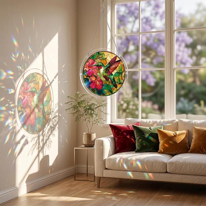 Acrylic Puzzles Sun Catcher Window Hanging, 7.5 Inch Sun Catcher Puzzle Kit for Garden Decoration DIY Acrylic Puzzle Kit Sun Catcher for Women Men Mom Birthday Gift Home Decor (Sunflower)