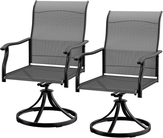 LEVELEVE 2-Piece Swivel Dining Chairs, Outdoor Patio Bistro Chairs for Lawn, Garden, Deck, Backyard & Porch (Matching Series for 5-Piece Set)
