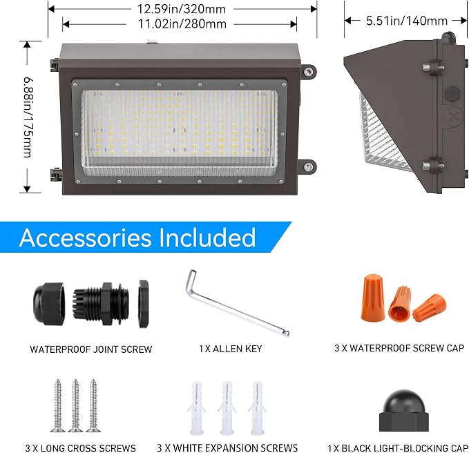 120W LED Wall Pack Light with Dusk-to-Dawn Photocell Sensor, 16800LM 5000K | IP66 Waterproof 120V LED Security Flood Lighting Outdoor Wall Mount Lights for Parking Lot, Warehouse, Factory, Yard 2 Pack