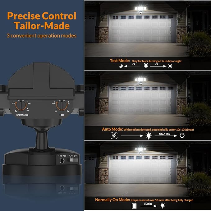 LEPOWER Solar LED Security Lights, PIR Motion Sensor Outdoor, 1600LM, Yard | 5500K Daylight, 72FT180° Motion Sensor Flood Light, 3 Adjustable Head, Easy Install, IP65 Waterproof for Porch, Patio, Garage