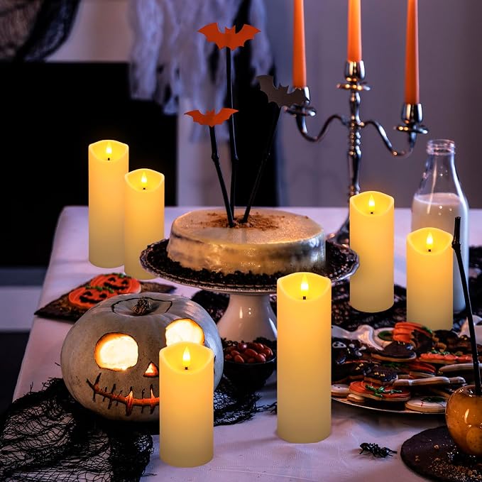 YOROXRG 24 Pack Christmas Decoration Flickering Flameless Candles, Battery Operated Candles,LED Candles for Home Decor,Wedding,Halloween,Birthday,Valentine'sDay (D2.2 xH 5" 6" 7" Ivory)