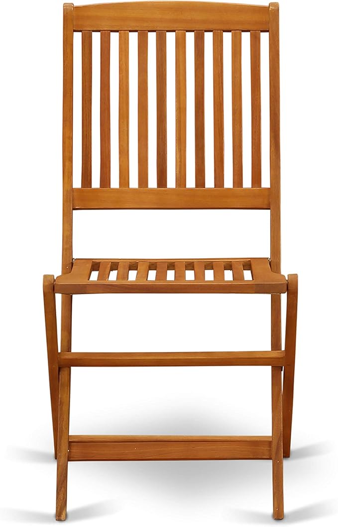 East West Furniture DECM5CWNA 5 Piece Outdoor Patio Dining Sets Includes a Rectangle Acacia Wood Table and 4 Folding Side Chairs, 40x72 Inch, Natural Oil