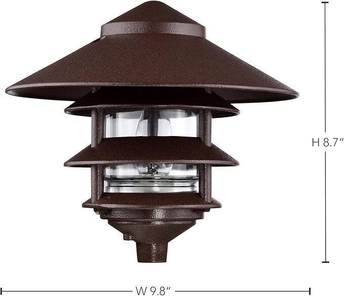Nuvo SF76/637 One 2 Louver Hood Outdoor Pagoda Landscape Pathway Light, 3 Tier-Large, Old Bronze