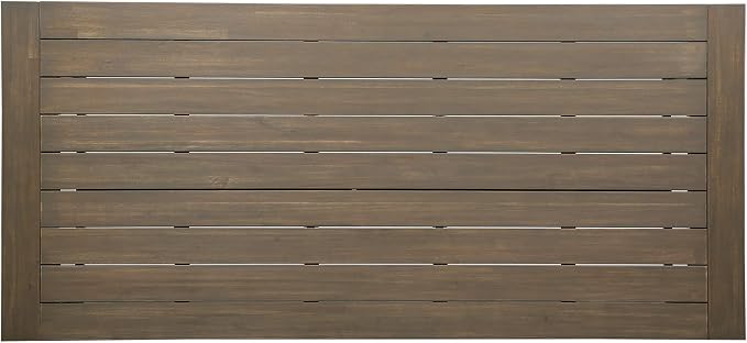 Merax 79" Rectangular Outdoor Dining Table Acacia Wood Tabletop and Black Metal Leg, Modern Industrial Style Patio Dining Table