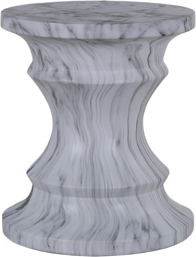 Faux Terrazzo Cement Tree Stump Stool Table, Modern Outdoor Accent Table for Patio & Garden, Round Side Table Indoor and Outdoor, Marble
