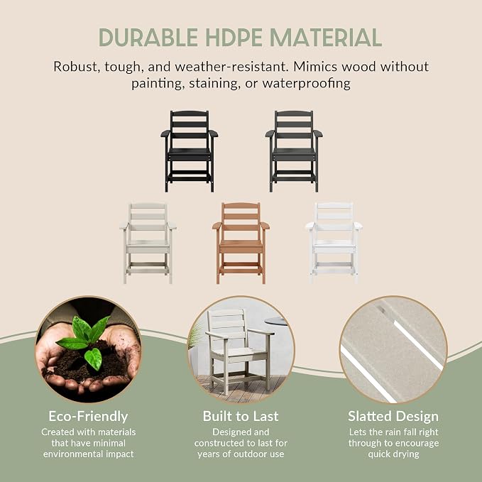 WestinTrends Ashore Outdoor HDPE Patio Classic Dining Arm Chair, Sand