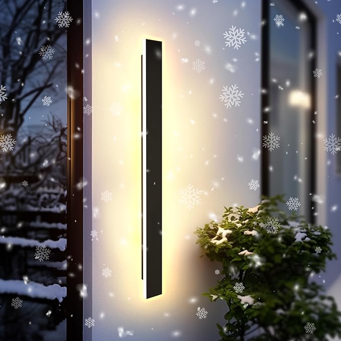 Outdoor Wall Light LED Long Wall Sconce 39.38in Ip65 Waterproof Black Modern Outdoor Lights 3000k 32W Metal Exterior Light Fixture for Porch Light Patio Door Yard Garden Villa Living Room
