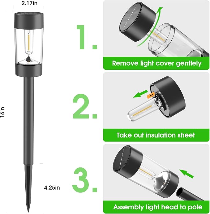 Eyrosa Solar Lights Outdoor, 12 Pack Waterproof Solar Landscape Lighting for Pathway Garden Yard Path Walkway Driveway Lawn Patio Outside Decor, Warm White | Solar Landscape Lighting for Pathway Garden Yard Path Walkway Driveway Lawn Outside Décor