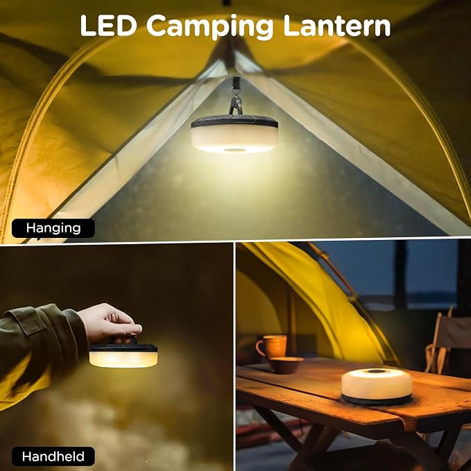 Camping String Lights 4 in 1, 32.8FT Quick Storage 8 Modes Protable | Rechargeable Fairy Tent Lights String , Hanging Waterproof LED Lamp for Outdoor Indoor Patio Awning Decor Camping Essentials