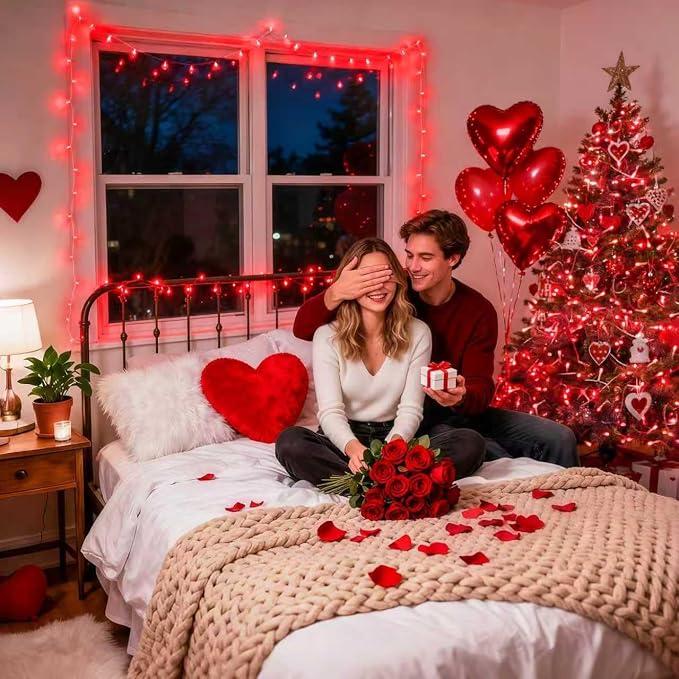 JMEXSUSS Red Christmas Lights Outdoor, 600 LED String Lights Indoor Plug in | 168Ft Red Halloween Lights Clear Wire with Remote for Bedroom Room Party Christmas Patio Living Room Halloween Decor