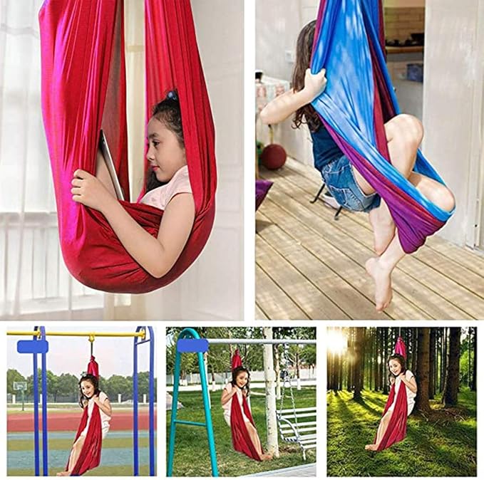 Indoor Sensory Swing Chair Adjustable Yoga Hammock Child Cuddle Swing for Kids Or Adults Autism ADHD AspergersTherapy (Color : Pink, Size : 150 x 280 cm)