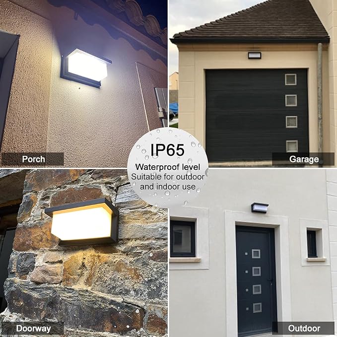 Outdoor Lights Wall Mounted,Modern LED Sconce Outside Wall Lamp, 3 Colors 24 Watts Outdoor Lights for House Corridor Porch Garage Cafe Villas Hotel Lighting
