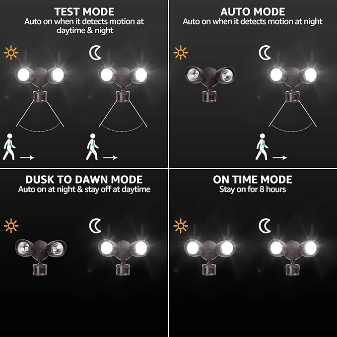 LEONLITE LED Security Light Outdoor Motion Sensor Dusk to Dawn 3000K Bronze | Motion Flood Light for Outside, Dusk to Dawn, UL Listed, Adjustable Dual Heads, Wet Location, Warm White