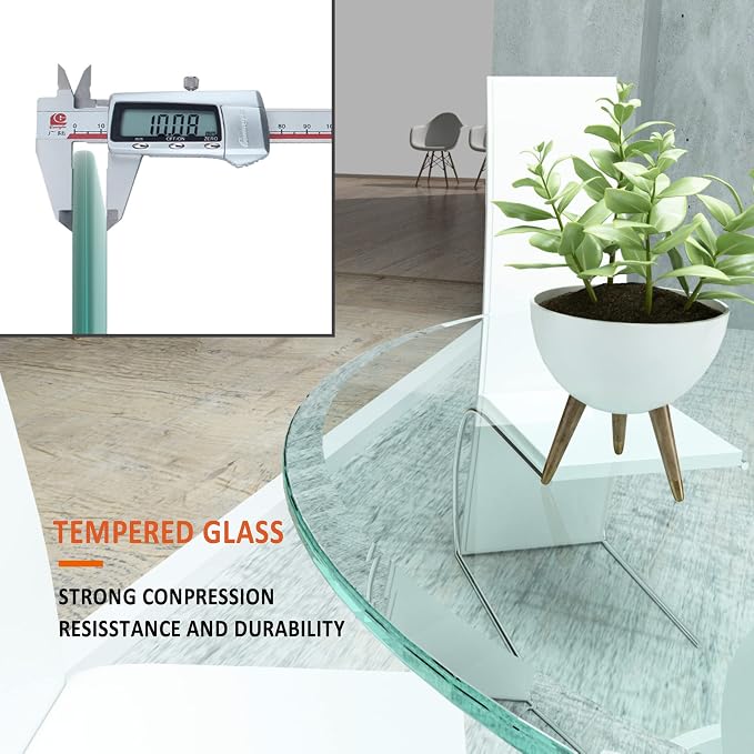 24" Tempered Glass Table Top Round Transparent Table Surface 3/8'' Thick Beveled Edge Multipurpose for Dining, Coffee, Restaurant and End Table (3/8" Thick - Beveled Edge, 24 inch)