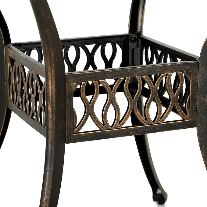 Grepatio 35.4" Round Patio Bistro Table Outdoor Dining Table Cast Aluminum with Umbrella Hole Conversation Table, Antique Bronze (35.4" Round Table)