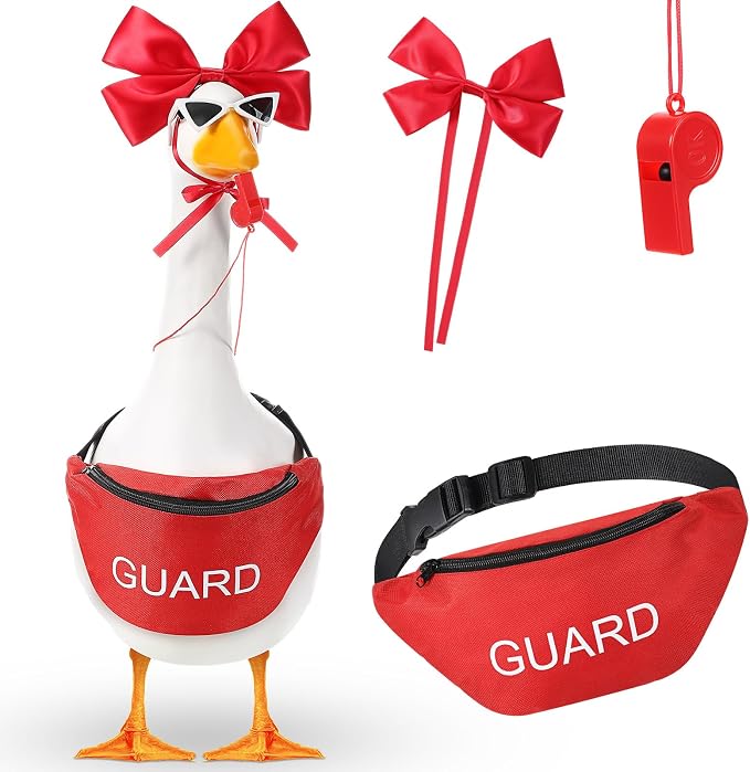 Bikini Porch Goose Outfits with Sunglasses and Swimming Tube for 23" Summer Goose Costume Garden Patio Statue Decor(Coach)
