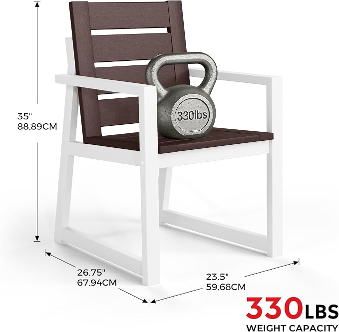 Costaelm Stinson HDPE Plastic Outdoor Patio Dining Arm Chair, Dark Brown