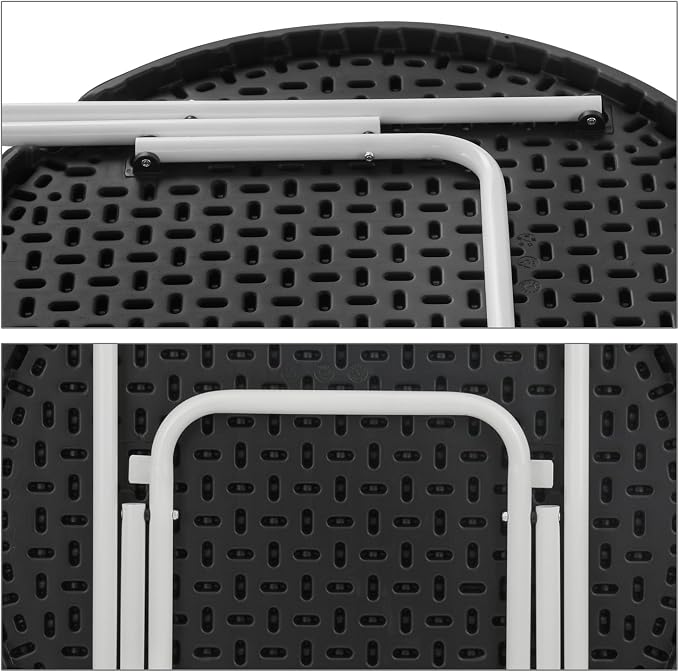 Magshion 31" Round Folding Table Balck Foldable Plastic Card Outdoor Utility Tables for Picnic Party Dining, 5 Pack