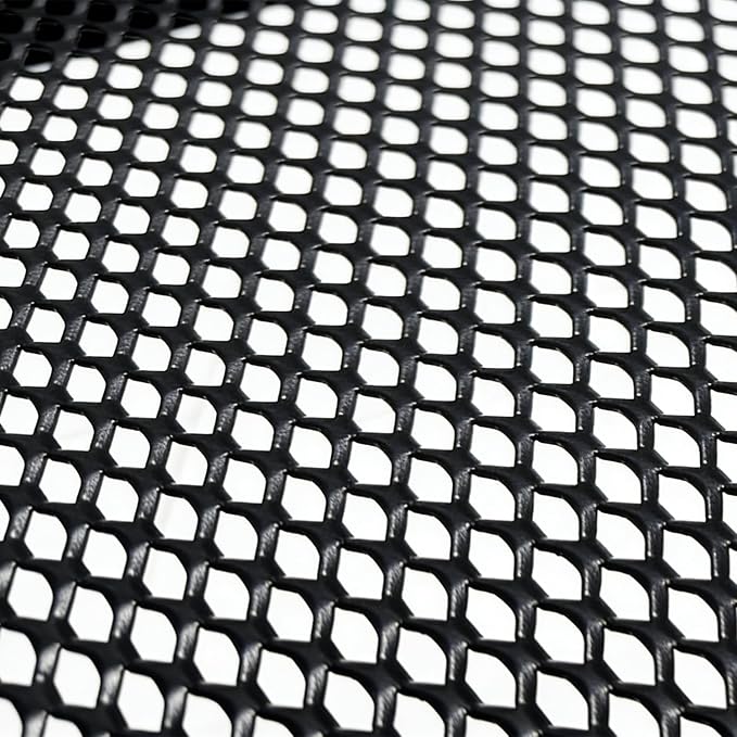 Square Metal Mesh Patio Dining Table for 4, Black Electroplated Steel Outdoor Dining Furniture Table with Umbrella Hole, Patio Furniture for Backyard, Porch, Deck