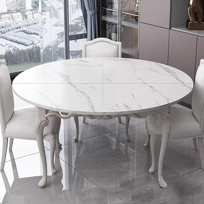 Large Round Foldable Table Top, 59 ” Diameter Portable Dining Table Extender Top, No Legs Wooden Round Table Tops Only, for Round Table and Square Table (Textured White, 47.2in)