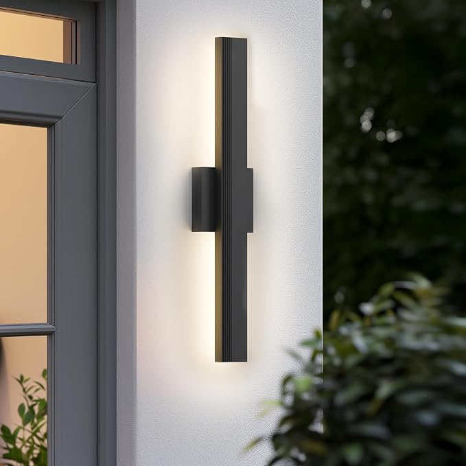 LamQee Aluminum 24 in Long Outdoor Wall Light Fixture, 3000K Integrated LED | Waterproof IP65, Modern Exterior Lights, Linear Outdoor Sconce, Wall Mount Outside Lighting, for House Porch Patio Garage