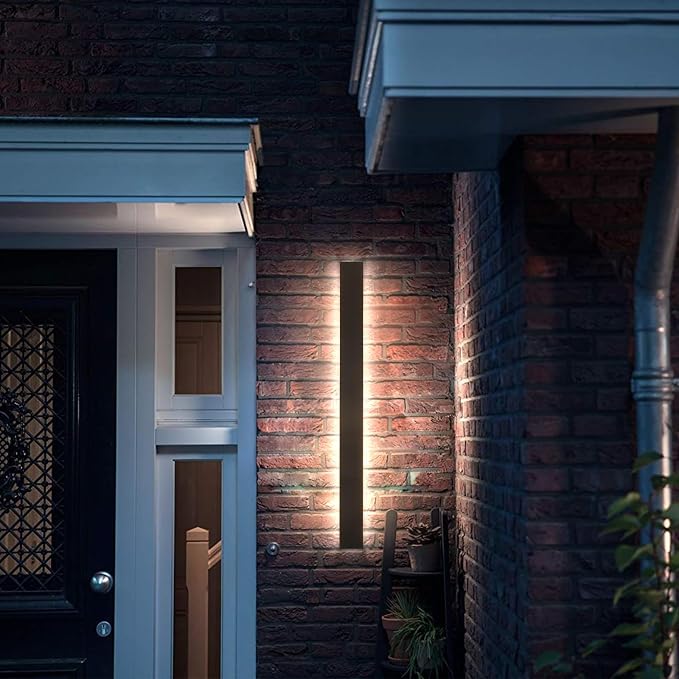 AioTio Outdoor Wall Lights Exterior,31.5inch Black Outdoor Light Fixtures Wall Mount,Waterproof Modern Porch Lights Wall Sconce,Dimmable Long LED Linear Outside Lighting for Garage, Courtyard