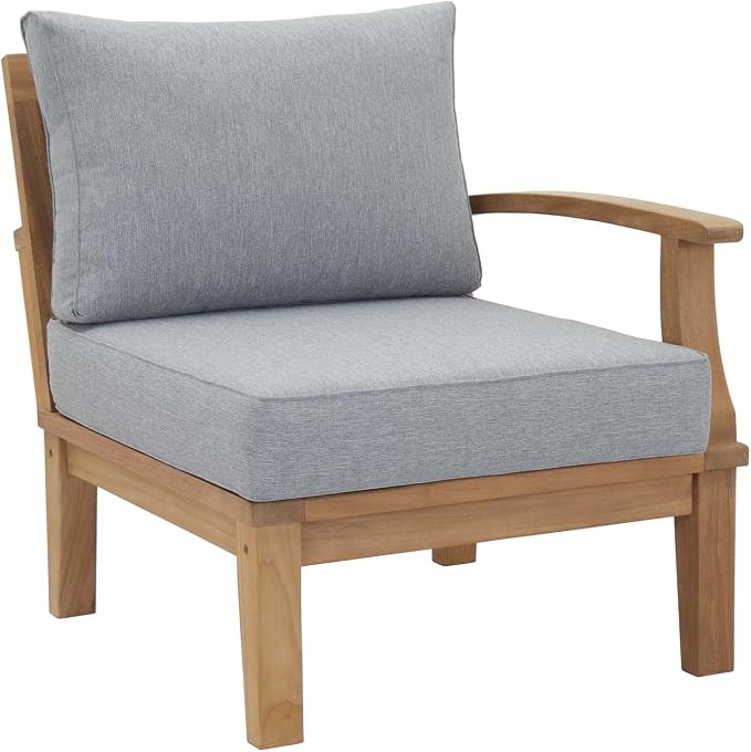 Modway EEI-1822-NAT-GRY-SET Marina Premium Grade A Teak Wood 2-Piece Outdoor Patio Furniture Set, Natural Gray