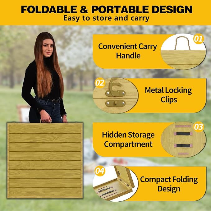 22x44 Inch Boho Low Picnic Wood Table With Foldable Design & 13in Table Leg | Low Height Floor Picnic Table For Sitting On The Floor Encourage A Laid-back Vibe At Home Or In Nature