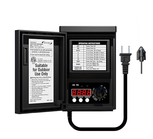 Malibu 120 Watt Power Pack with Sensor and Weather Shield for Low Voltage Landscape Lighting Spotlight Outdoor Transformer 120V Input 12V Output 8100-9120-01