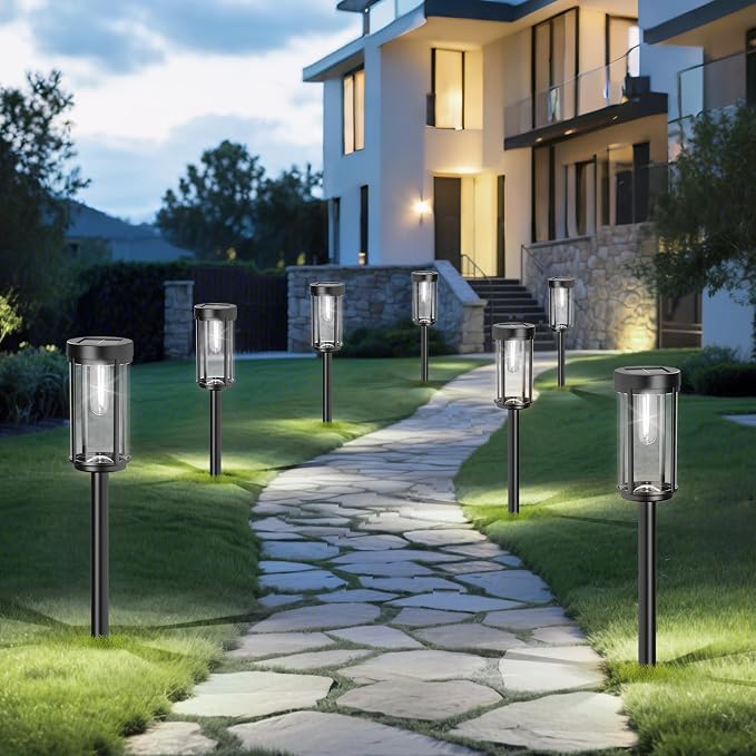 16 Pack Solar Lights Outdoor Waterproof for Garden Walkway Pathway Lawn Yard Decorative Modern Landscape Lighting. (Cool White Light, 16)