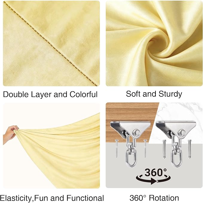 PrecisionAuto Dual-Layer Cotton Sensory Hammock Swing for Kids & Adults – Calming Compression Therapy, 360° Swivel, Heavy Duty, Indoor Outdoor, Supports 300 lbs, Autism Yoga, Light Yellow