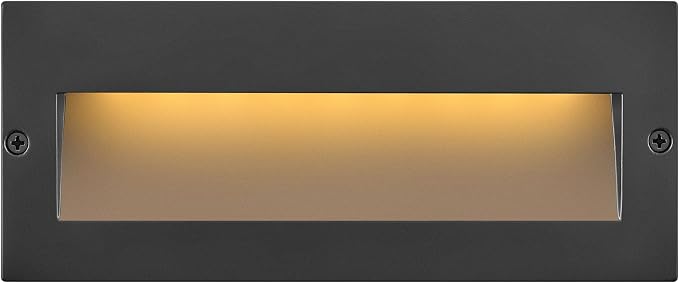 Hinkley Taper 12V Integrated LED Horizontal Step Light, Satin Black Finish | Recess Mount, Deck Light, Low Voltage, Landscape, Etched Glass, ADA, Outdoor, Aluminum, Wiring Kit Included, Easy Install