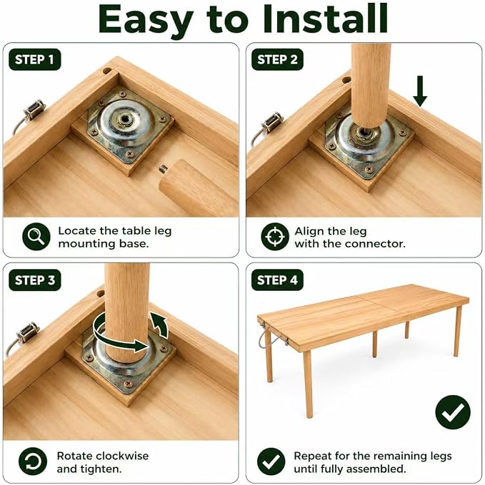 Folding Wooden Picnic Table Set with 4 Stools, All-in-One Storage Box Design Portable Solid Wood Dining Set for Indoor Home, Outdoor Camping, Beach and Patio