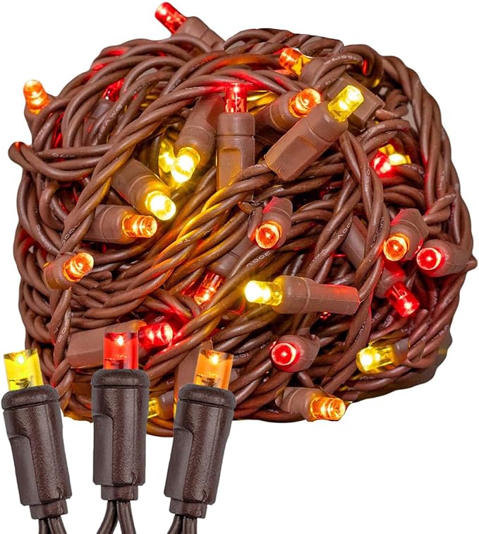 Novelty Lights 50ft 100 LED Yellow, Red, Orange Christmas String Lights