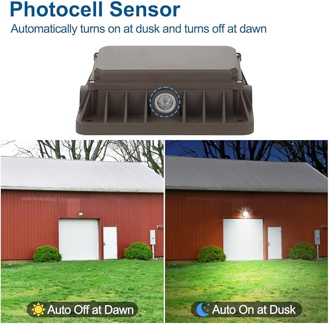 (2 Pack) 50W LED Flood Light Outdoor, Dusk-to-Dawn Photocell, LED Spot Light for Flag Adjustable Arm, IP65 Waterproof Outdoor Security Lighting Fixture, 100-277Vac 5000K 6000lm, ETL Listed