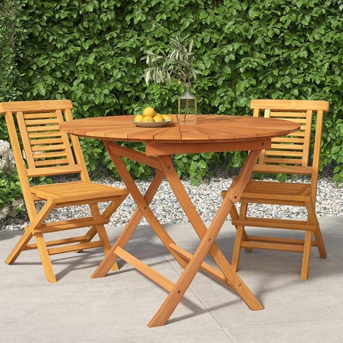 vidaXL Dining Table, Outdoor Folding Patio Table, Wooden Garden Table for Porch Yard Balcony Deck Lawn, Farmhouse Style, Solid Wood Teak
