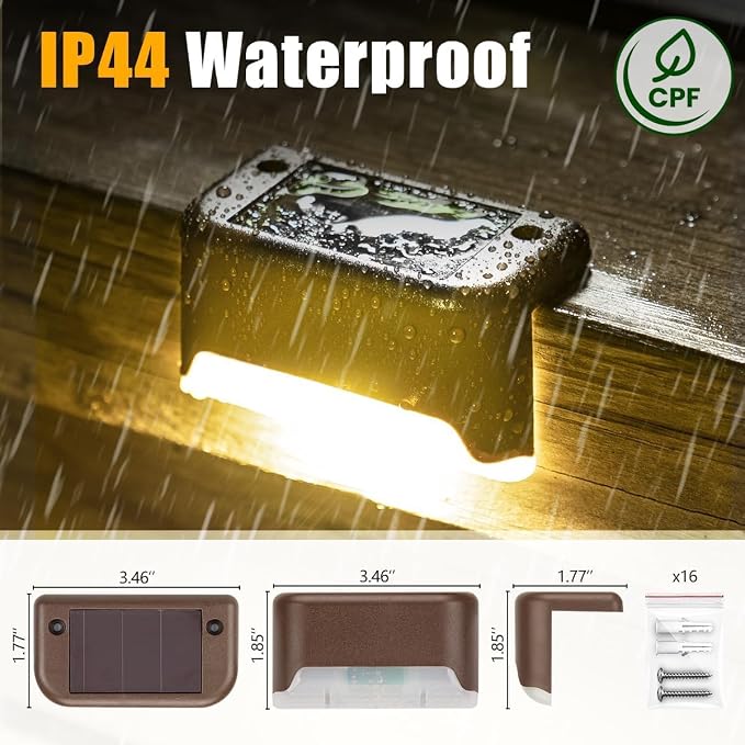 SOLPEX Solar Deck Lights Outdoor 24 Pack,Step Light Waterproof,Warm White | Led Solar lights for Outdoor Stairs, Step , Fence, Yard, Patio and Pathway