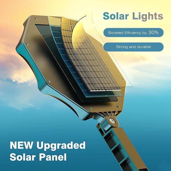 OKPRO Solar Lights Outdoor, 168LED 6500K Flood Light Dusk to Dawn | 8 Sides Solar Outdoor Lights with Motion Sensor, IP66 Waterproof Solar Street Lights Outdoor for Yard, Pools(4 Pack)