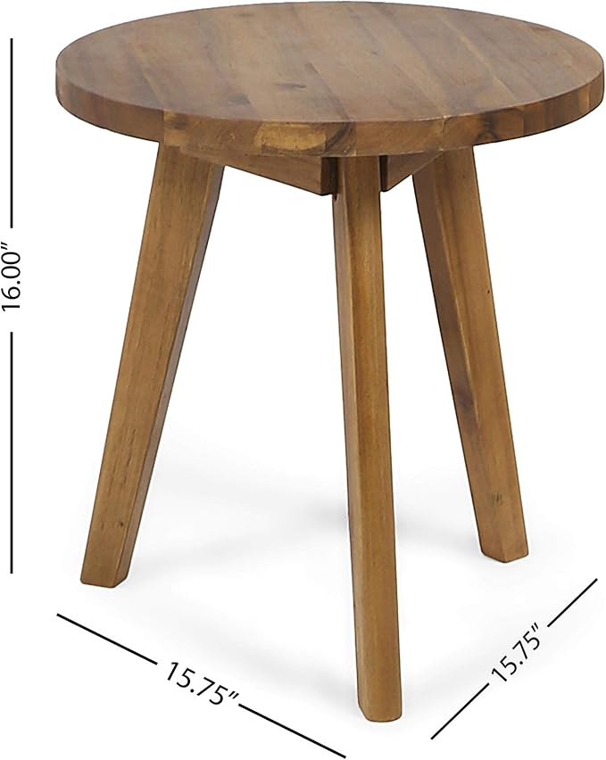 Great Deal Furniture GDFStudio Outdoor Side Table, Farmhouse-Style, Naturally-Stained Acacia Wood Frame