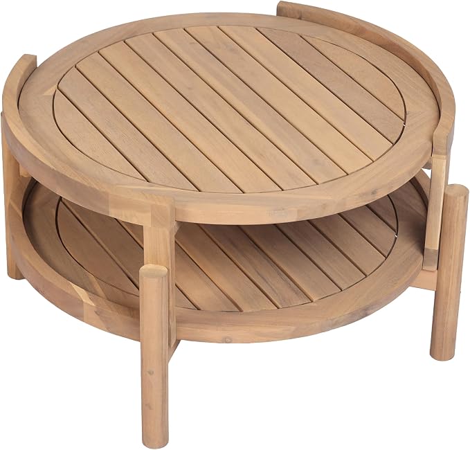 Christopher Knight Home 5-Piece Acacia Wood Patio Furniture Set with Coffee Table, 7 Seater Outdoor Conversation Sofa Set, Patio Sectional Chat Set for Backyard Balcony, Teak+ Beige