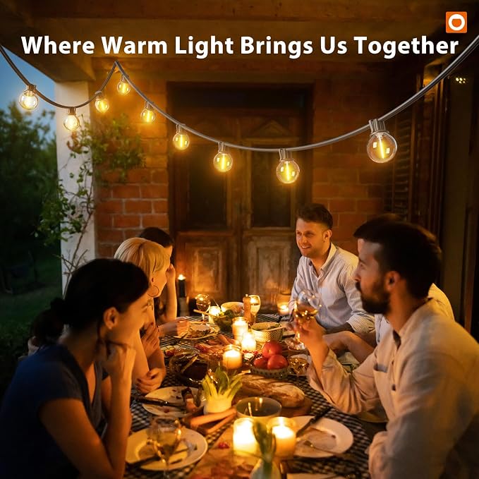 addlon Outdoor String Lights 100FT G40 with APP 54 LED Shatterproof Bulb | Dimmable Patio Globe Light Waterproof, Hanging Smart Outside Lighting for Backyard, Garden, Deck, Balcony, Porch, Café, Decor