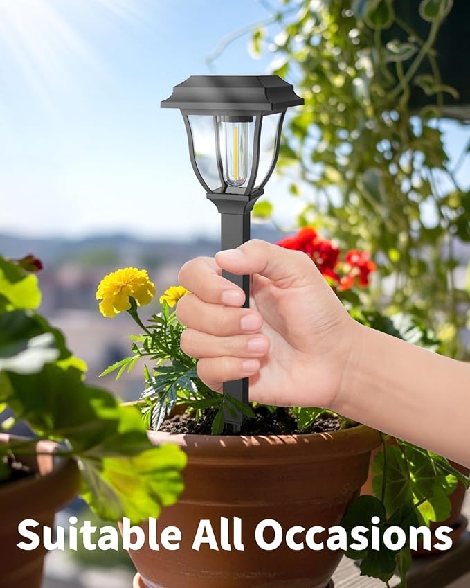 Solar Pathway Lights 2 Pack Mini Outdoor 3000K Bright Auto On/Off Solar Garden Lights Long Lasting Solar Powered Landscape Light for Path Yard Walkway Lawn Driveway Decor Lighting - Warm White