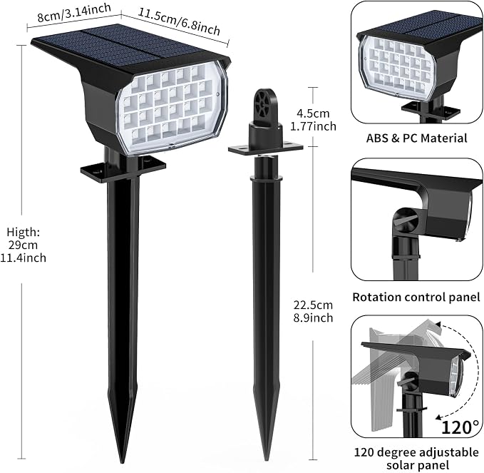 WENATY Solar Spot Lights Outdoor Waterproof, Solar Spotlights, 6 Packs, RGB | 7 Lighting Modes, WENATY Color Changing Solar Landscape Lights for Halloween & Christmas Decorations, Yard, Garden, House
