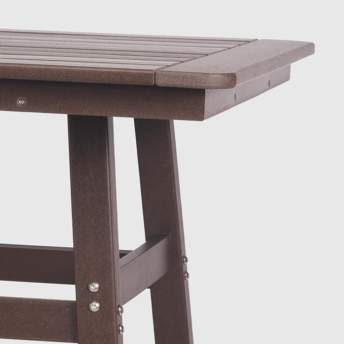 WestinTrends Malibu Square Outdoor Patio Bistro Bar Table with Umbrella Hole 42" Tall, Dark Brown