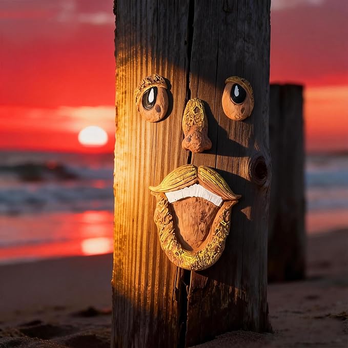 4 Pack Tree Faces Decor Outdoor, Tree Face Outdoor Statues Old Man Trees Hugger Yard Art Garden Decoration with 16 Screws, Trees Decorations Outdoor for Halloween Easter Spring Decoration
