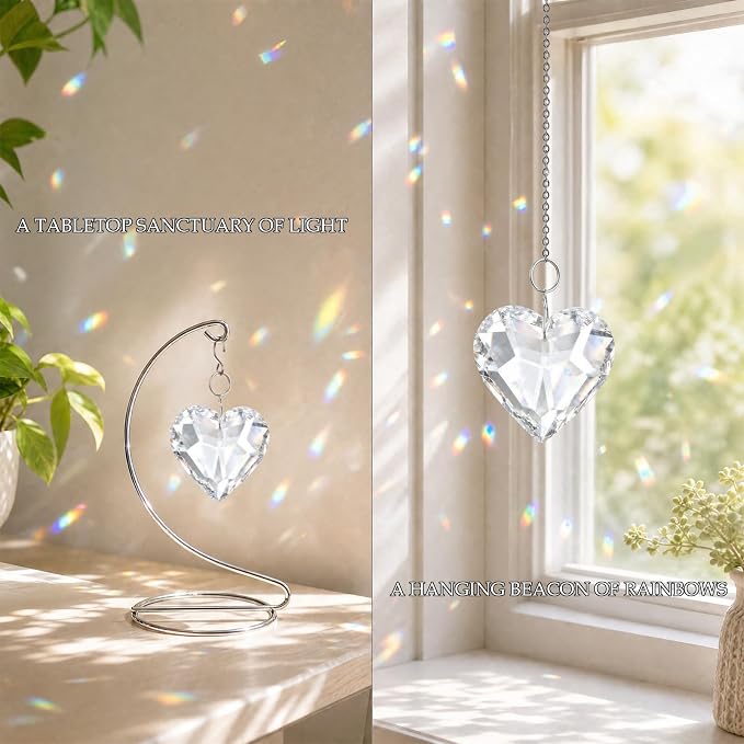 Memorial Gifts for Loss of Loved One, Hanging Heart Crystal Suncatcher